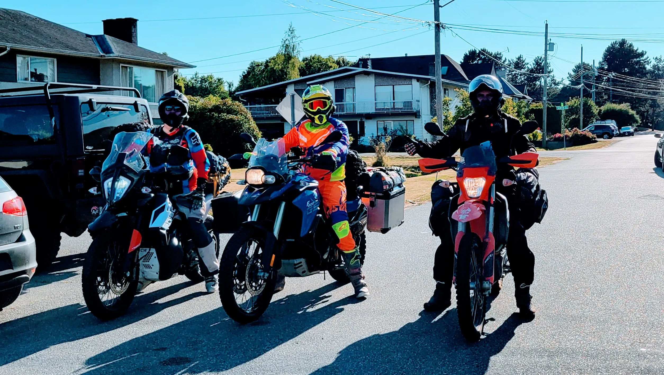 The crew rolling out of the neighborhood