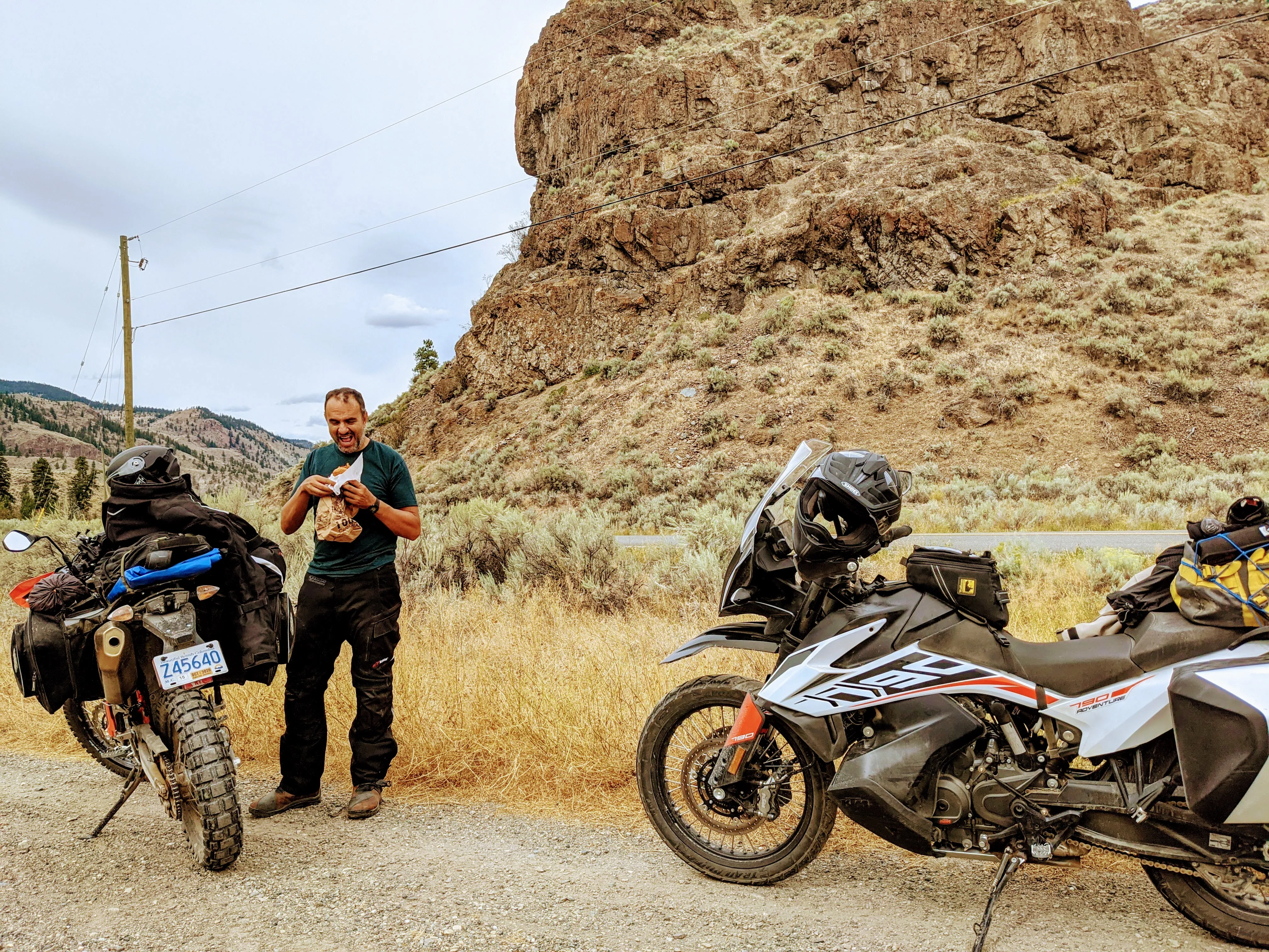 Pulling over in the canyon for a quick snack break