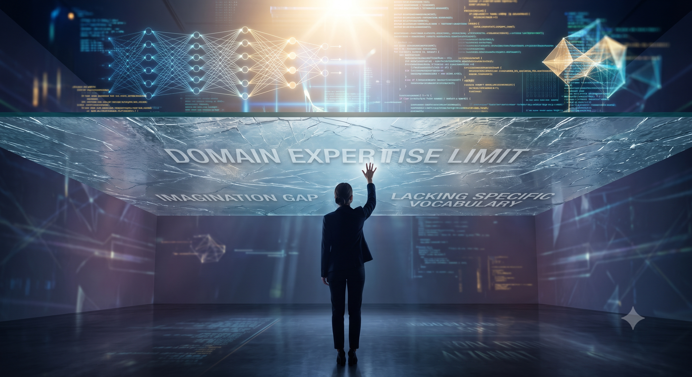 The Creative Ceiling: A visual representation of human domain expertise limiting AI outputs